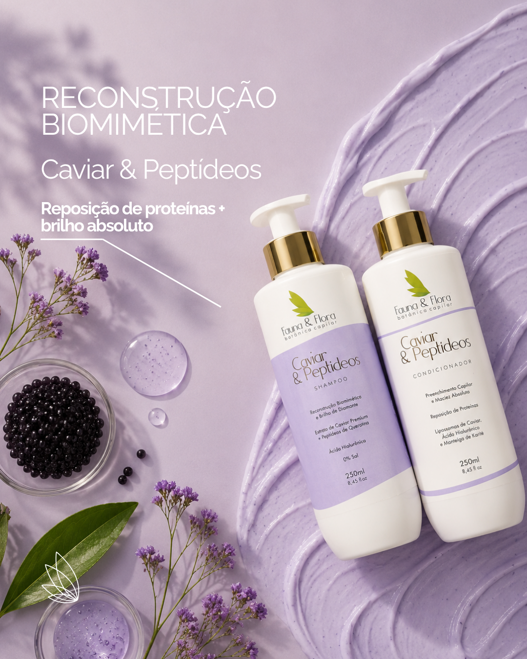 Reconstrução biomimética — linha Caviar & Peptídeos